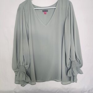 Vince Camuto Women's V-Neck Blouse - Soft Gray